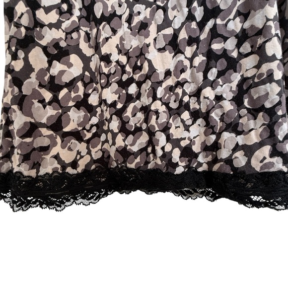 LOGO Layers Lori Goldstein Geometric Lace Trim Jersey Chemise Nightgown Small - Picture 3 of 8